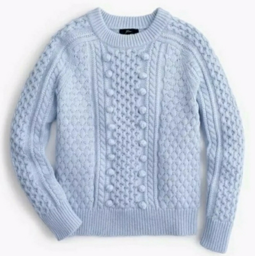 J Crew Popcorn Bobbles Knit Chunky Sweater Light Blue Size XXS NWT